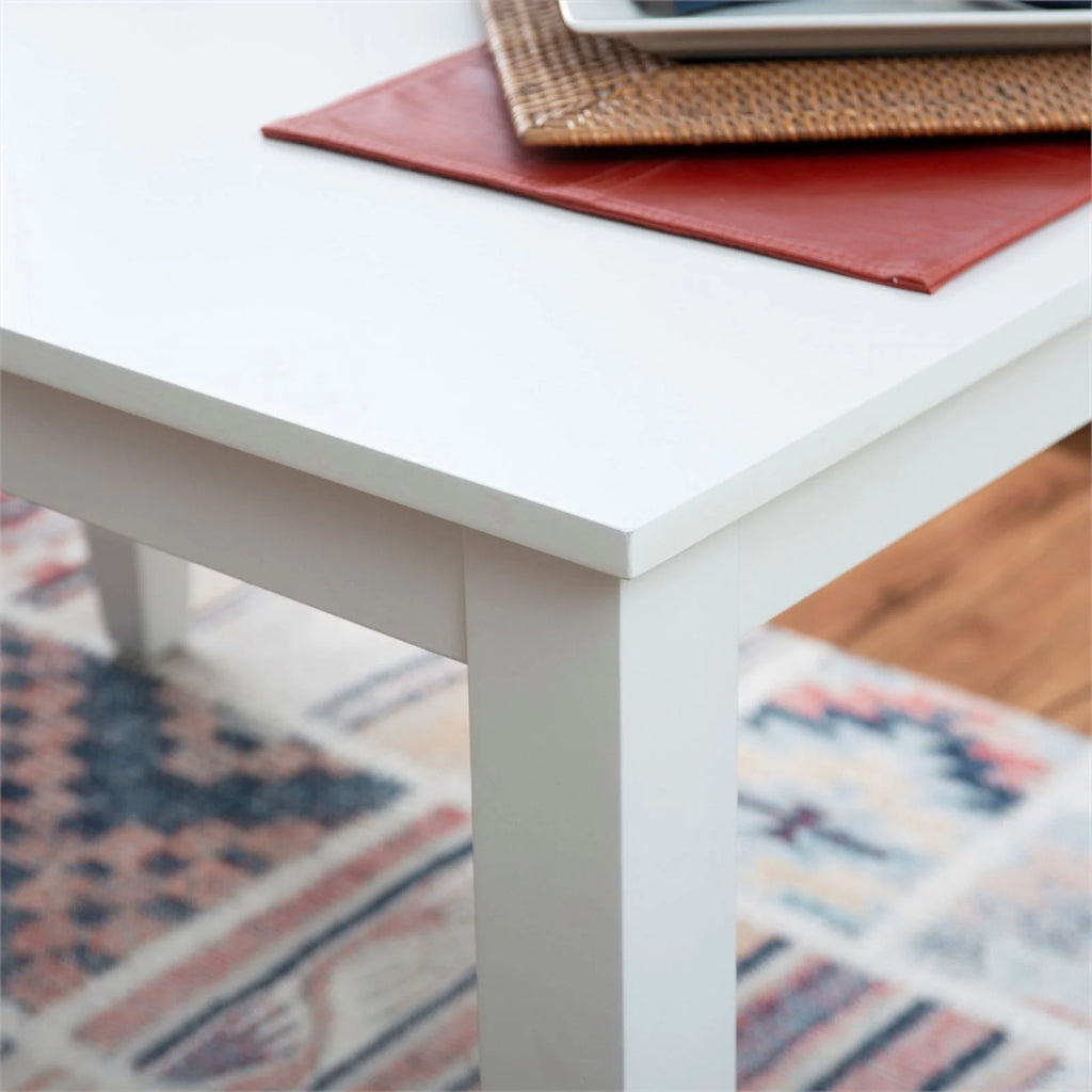 Pure White Wood Dining Height Table for 6 H469660