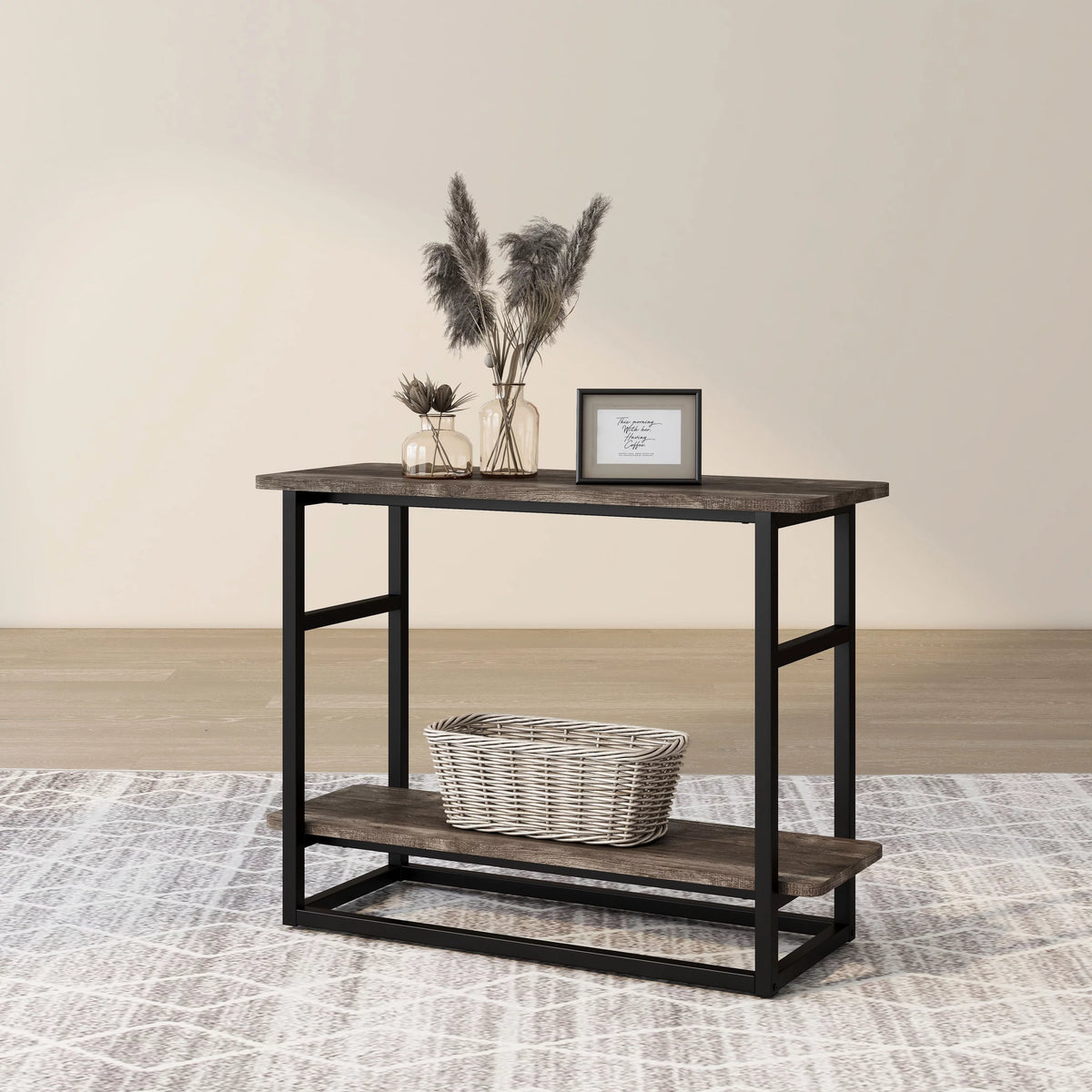 Oak Side Table with Lower Shelf X118