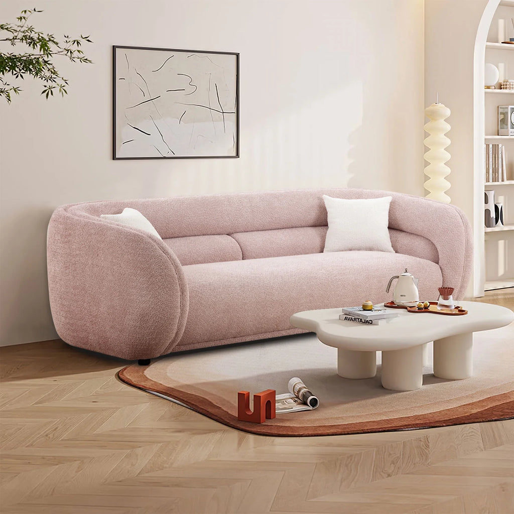 Pink 3 Seat Upholstered Curved Sofa X7475