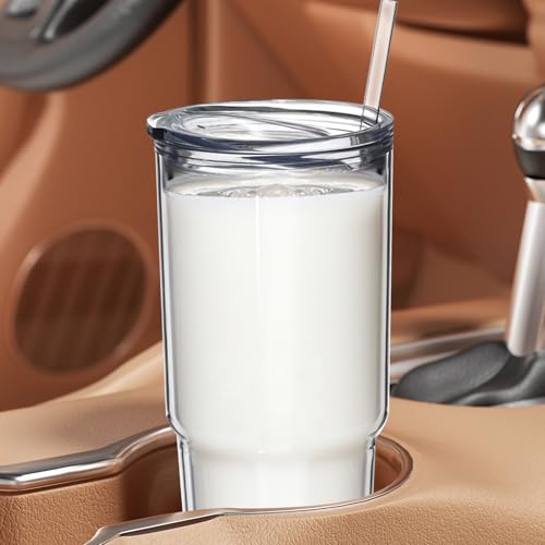 30oz 2 pcs Double Wall Acrylic Insulated Tumblers with Lid and Straw F39987