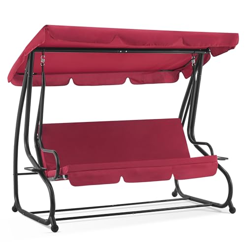 3 Seat Patio Swing Chair with Adjustable Canopy L2742