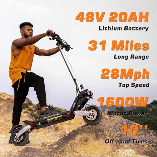 Electric Scooter with 800W Motor, 10'' Off Road Tires, Turn Signals & Storage Bag C5366