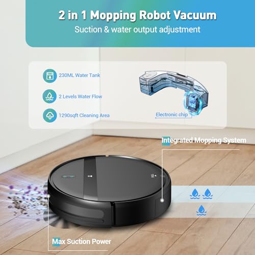 Robot Vacuum and Mop Combo, 2-in-1 Robotic Vacuum Cleaner with Tangle-Free Suction Q677769