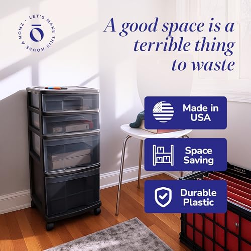 4-Tier Clear Plastic Rolling Storage Drawer Tower K45742