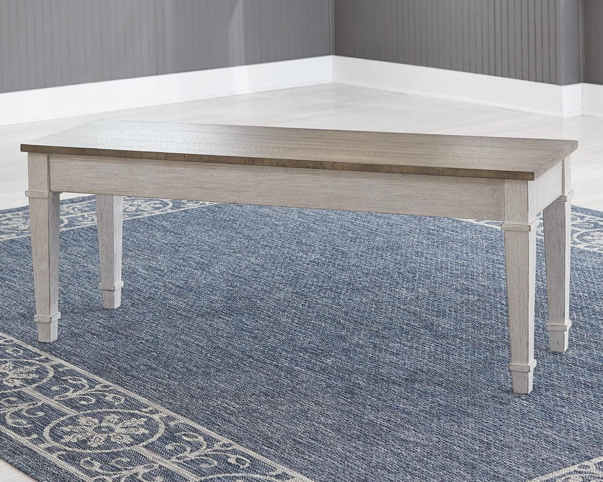White and Light Brown Storage Bench M6435