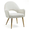 White Boucle Accent Chair with Gold Legs Z5978